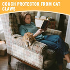 20 PCS Anti-Cat Scratch Furniture Protector with Pins, Designed for Leather Furniture, Anti Scratch Cat Couch Protector from Cats Claws with Scissors and Scraper, Cats Scratch Deterrent for Furnitures