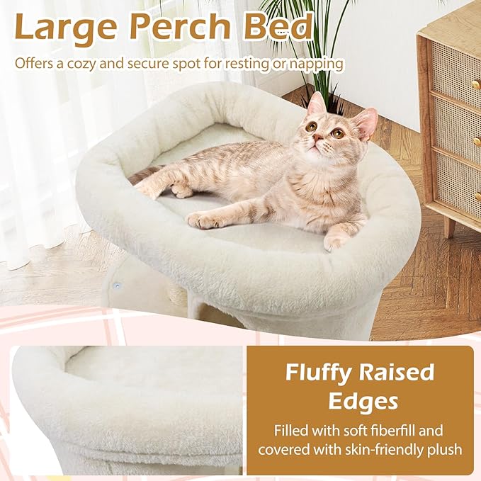 Tangkula Small Cat Tree for Indoor Cats, 26 Inch Cat Tower with Sisal Scratching Posts, Dual Cat Condos with Large Padded Push Perch, Modern Cat Climbing Furniture Activity Center (Beige)