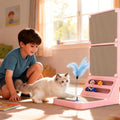 Cat Scratcher Cat Scratch Pad L Shape Wall Mounted Dual Use (Vert/Horiz) Kitten Bunifa Scratching Card Board Vertical Post with Ball Toys Feathers,Protecting Furniture Core is Replaceable Large Pink