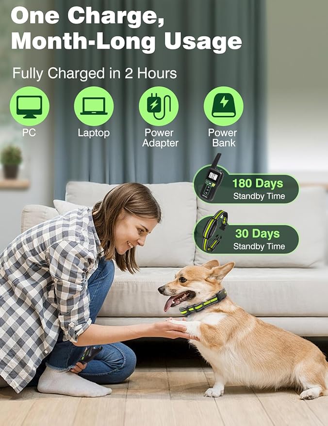 Bark Collar with Remote, 3300Ft 2-in-1 Bark and Training Collar Combo with Beep Vibration Static & Auto Mode, IPX7 Waterproof Automatic Bark Collar for 7-120lbs Small Medium Large Dog (2 Pack)