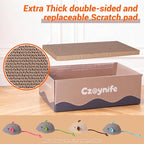 3PCS Cat Scratcher Bed, Oval Cat Scratcher Pad Bowl Nest for Indoor Cats, Round Cat Scratching Cardboard, Furniture Protector for Couch, for Kittens (Coffee, 17 * 11.5 in)