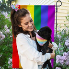 E-Clover Rainbow Dog Bandana & Matching Scrunchie Pink Purple Yellow Pet Dog Scarf Cute Dog Costumes Accessories for Small Dogs