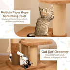 PETSITE 65 Inch Tall Cat Tree, Multi-Level Cat Tower with Scratching Posts, Soft Faux Rabbit Fur Padded Perches, Removable Cushion, Sisal Rope, and Dangling Ball, Modern Cat Tree Tower for Indoor Cats