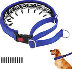 Martingale No Pull Dog Collar for Large Medium Small Dogs, Heavy Duty Nylon Reflective Adjustable Anti Pull Slip Collar with Buckle for Training Walking S Dark Blue