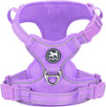 PoyPet No Pull Dog Harness, No Choke Reflective Dog Vest, Adjustable Pet Harnesses with Easy Control Padded Handle for Small Medium Large Dogs(Light Purple Matching Trim,L)