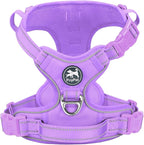 PoyPet No Pull Dog Harness, No Choke Reflective Dog Vest, Adjustable Pet Harnesses with Easy Control Padded Handle for Small Medium Large Dogs(Light Purple Matching Trim,L)