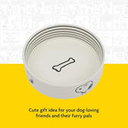Peanuts Snoopy Dog Bowl with Bone Design – 6.5" Stoneware Water or Food Bowl for Small to Medium Dogs – Cute Cartoon Pet Dish, Durable & Easy to Clean