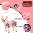 Dog Sweater Dog Winter Clothes for Small Dogs Boy Girl Fall Puppy Dress Warm Fleece Chihuahua Yorkie Teacup Doggie Sweaters Dresses Doggy Sweater for Small Dogs Girl Cat Outfits, Pink Plaid, M