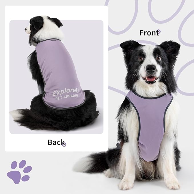 Dog Shirt, Cooling Vest Lightweight Breathable, Dog T-Shirts All-Season UV Protection Pet Clothes Quick Dry Soft Stretchy Pet Shirt Vest For Small Medium Large Dogs (Lilac Ether 1PC, X-Large)