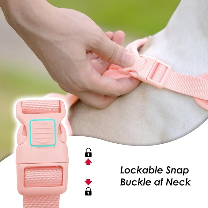 No Pull Dog Harness, Puppy Vest with Front Clip for Small Medium Large Sized Dog(Light Pink,L)