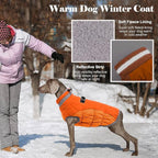 Lelepet Dog Coat Warm Dog Winter Coat Waterproof Dogs Jacket with Harness Built in Reflective Pet Fleece Vest Zip-Up Cold Weather Coats for Small Medium Large Dogs Turtleneck Windproof Blaze Orange L