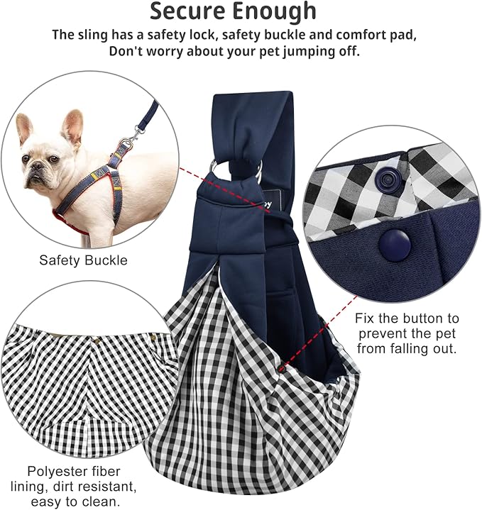 CUBY Dog and Cat Sling Carrier - Hands Free Reversible Pet Papoose Bag - Soft Pouch and Tote Design - Suitable for Puppy, Small Dogs Cats Outdoor