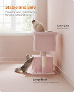 Feandrea Cat Tree, 40.6-Inch Cat Tower, Plush Condo for Extra Large Cats up to 44 lb, Large Perch, 2 Caves, Scratching Post, Jelly Pink UPCT614P01