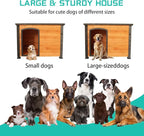 Large Wooden Dog House Outdoor Weatherproof Dog Houses for Dogs Outside Indoor Doghouse Large Breed Dog Kennel for Winter with Raised Feet, Orange+Black
