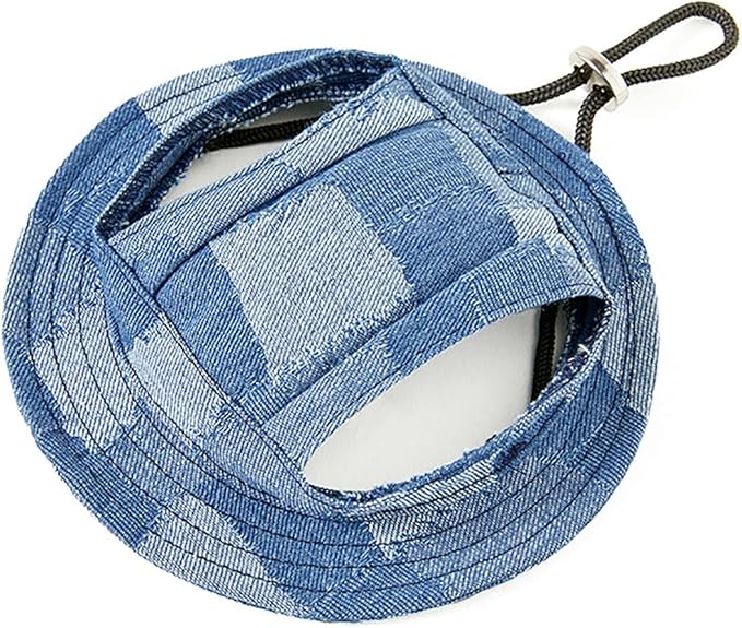 Round Brim Princess Hat Visor Hat Pet Dog Mesh Porous Sun Hat with Ear Holes for Small, Extra Small Dog Teddy, Pug, Chihuahua, Shih Tzu, Yorkshire Terriers, Papillon V-Light Blue L