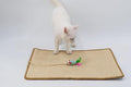 Cat Scratcher mat- Natural Sisal Cat Mat with Anti-Slip Back & Attached Sisal Mouse Toy (Natural)