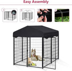 Dog Kennel Outdoor Dog House with Roof Waterproof Cover,2 Sets 4x4x4.5ft Outside Dog Pen for Puppy Small/Medium Dogs,UV-Resistant Exercise Dog Playpen Metal Pet Crate Cage