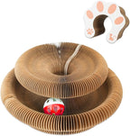 Kitty Curlz Cat Toy, Magic Organ Cat Interactive Scratcher Cardboard with Bell Ball, Foldable & Changeable Accordion Shape Exercise Anxiety Relief Toy for Indoor Cats(1PCS)