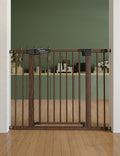 Mom's Choice Award Winner-Babelio 26-40" Metal Baby Gate with Black Wood Pattern, PressGuard C5 Easy Install Pressure Mounted Dog Gate for Stairs and Doorways, with Wall Protectors and Extension Kits