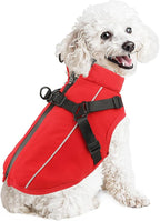 Dog Winter Coat Reflective Water-Resistant Jacket, Fleece Lined Windproof Puppy Coat with Back Zipper & D-Ring, Cold Weather Dog Coats for Small Medium Dogs (S, Red)