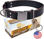 ADITYNA Leather Dog Collar with Metal Buckle - Heavy-Duty, Adjustable for Large & Extra Large Dogs - Walking & Training (Black, Fits 19-30" Necks)