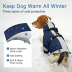 Turtleneck with Sleeves Dog Coats for Medium Dogs-L| Jackets with Reflective Harness Built in,Water-Repellent & Windproof Snowsuit,Soft Warm Lining for Beagle Cold Protection(Navy-Blue)