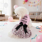 Little Miss Sassy Pants Dog Dress with Leopard Print Bowknot Dog Clothes for Small Medium Large Dogs Girls Boys Cats Outfit Apparel