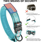 DAGANXI Tactical Dog Collar, Adjustable Military Training Nylon Dog Collar with Control Handle and Heavy Metal Buckle for Medium and Large Dogs, with Patches and Airtags Case (L, Green Arrow)