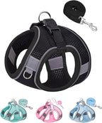 SOLMOONY Dog Harness for Small Medium Dogs No Pull, Puppy and Leash Set, Dogs, Step in Harness, mesh Harness. (Black, XXS)