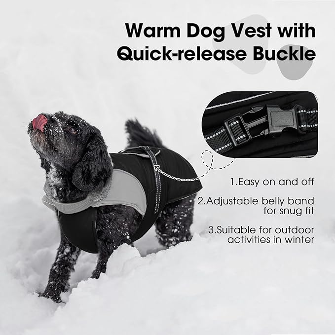 Nanaki Large Dog Coat Rainproof-Warm Giant Breed Dog Jacket With Leash Hole, Fleece Lining Reflective Great Dane Winter Coat Doberman Jacket For Cold Weather Outdoor Walking Hunting, Camping,Black 3XL