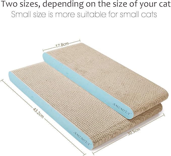 AMZNOVA Cat Scratcher Rescratch Cat Scratching Board, Scratching Pad with Catnip for Indoor, Flat Cardboard Scratcher Scratch Board for Kitten, Narrow, Baby Blue
