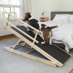 Large Dog Ramp for Bed, by DoggoRamps – Extra Wide Dog Ramp for Large Dogs to Get on High Beds up to 35" Tall – Wide Ramp with Rails, Platform & Non-Slip Grip – Made in N America from Solid Hardwood