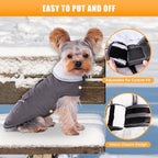iBuddy Dog Winter Coat for Extra Small Dogs, Easy on XS Dog Snow Jacket Velcro Waterproof Pet Puffer Clothes with Harness Hole Adjustable Reflective Quilted Dog Cold Weather Vest for Boy 8-12 Pounds