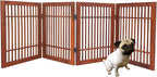 Urnporium Pet Dog Gate Freestanding, Strong Durable Folding Wooden Fence, Portable Acacia Hardwood Safety Barrier for Indoor & Outdoor Use (Brown Pet Gate, 4 Panel 24" Tall)