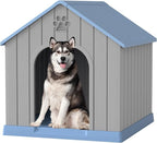 Fancyango Dog House Outdoor Indoor, Weatherproof Insulated Dog House with Elevated Floor and Air Vents for Small to Medium Dogs,Easy Clean and Assemble (Blue, 36.2''L×38''W×38''H)