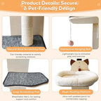 5-Levels Door Hanging Cat Climber, Door-Mounted Vertical Cat Tree Tower with Full Carpeted Plank & Cat Scratching Post for Small Medium Large Cats (5-Levels, Cat Head Style)