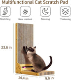 L-Shaped Cat Scratcher for Indoor Cats – Durable Cardboard Scratching Pad with Ball Toy & Catnip, Furniture Protector Cat Scratcher Lounge, Large Cat Scratch Board (Natural Design)