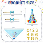 Weewooday Dog Birthday Party Supplies Birthday Boy Girl Cake Bandana Triangle Scarf Party Hat Dog Bow Tie Collar with Numbers for Large Medium Small Dog Puppy 1st Birthday(Cute Style,Medium)