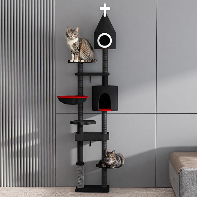 NUNU LAB 88'' H Tall Gothic Cat Tree, Cat Condo, Cat Tower
