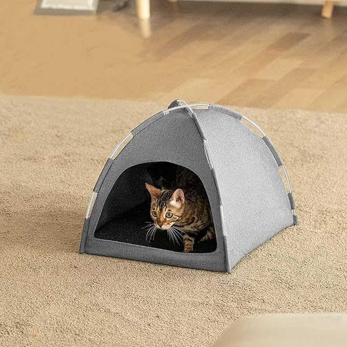 Cat Tent, Cat Houses for Indoor Cats, Quick Assembly and Disassembly, Portable Pet Tent, for Cats, Small Dogs and Other Small Animals (Blue Grey)