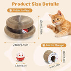 2Pcs Magic Organ Cat Scratcher Cardboard, Foldable Scratching Board, Interactive Cat Toy with Bell Ball, Corrugated Cardboard Scratch Pad for Indoor Cats, Round