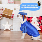 Dog Graduation Cap and Gown, Dogs Cats Graduation Holiday Halloween Costume Accessory(Blue,X-Large)