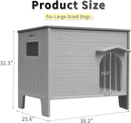 Rockever Large Dog House Outdoor Indoor for Medium Large Dogs, Plastic Elevated Outdoor Dog House Waterproof Dog Kennel with Window, Easy Clean and Assemble(L)