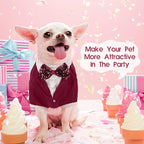 Kuoser Dog Tuxedo, Formal Dog Costume with Bow Tie Pet Wedding Suit Party Birthday Outfit, Dogs Tux Soft Shirt for Valentines Christmas Halloween Graduation Cosplay, Burgundy M