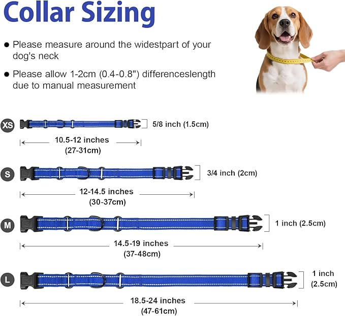Martingale Collar for Dogs with Quick Release Buckle, Reflective Soft Padded & Escape Proof, Adjustable Nylon Dog Collars for Training & Daily Walking (Royal Blue,M)