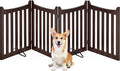 Yaheetech 24" H Freestanding Pet Gate for Dogs Wooden Dog Gates for Hallway, Doorway Collapsible Indoor Pet Fence with Support Feet Stair Barrier 4 Panels Fence Espresso