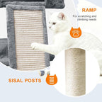 82" Tall Cat Tree,Giant Cat Tree for Indoor Cats Large Adult, Heavy Duty Cat Tree Tower, Extra Large Cat Trees with Scratching Posts, Cat Condos, Hammock,Top Perch,Ramp (Dark Grey)