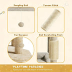 Cat Tree, 66 Inches Modern Cat Tower for Indoor Cats, Multi-Level Tall Cat Tree for Large Cats with Sisal-Covered Scratching Posts, Padded Platform, Hammock, and Condo, Beige