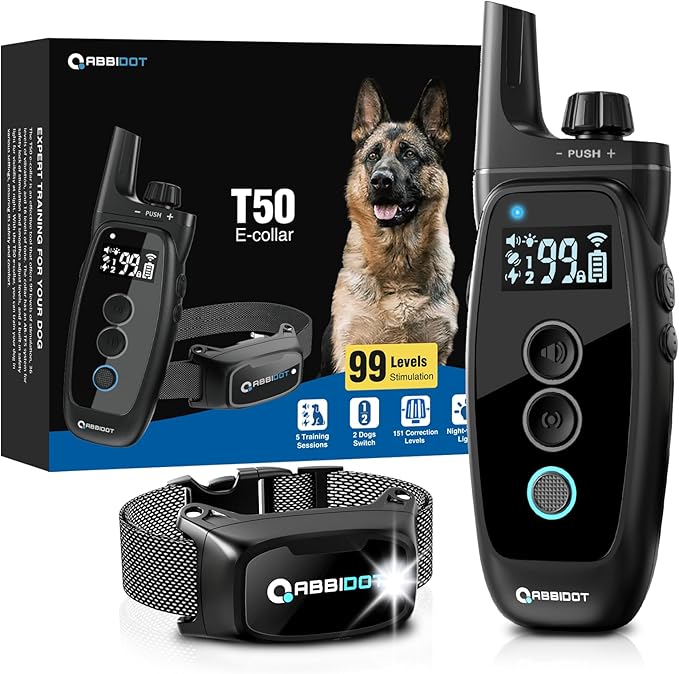 ABBIDOT Shock Collar for Dogs - 3500FT Dog Training Collar with Remote，IPX7 Waterproof & 4 Training Modes, Safety Lock & Night Vision Light，Rechargeable E-Collar for All Breeds