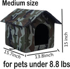 Cat Houses for Outdoor Cats Outdoor Houses for Feral Cats House with Weatherproof Canvas Roof Stray Shelter (Medium cat Houses, Green cat House)